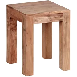 Massivholz-Tisch `Nako`: Handgefertigt, 45x40x45 cm, Akazienholz, 50kg Belastbarkeit. Beige, 35x35x45 cm | Kadima Design