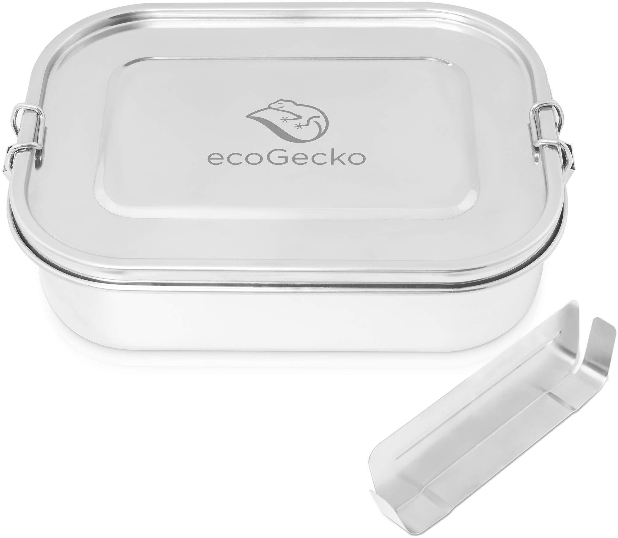 ecoGecko® Premium Brotdose aus Edelstahl | das Original | auslaufsicher & dicht | Die hochwertige Lunchbox für Kinder und Erwachsene | 1400ml Fassungsvermögen | inkl. herausnehmbarer Trennwand