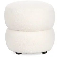 Hocker Gabby aus Boucle-Stoff, Weiß