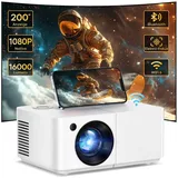 Mini Beamer, Elektrischer Fokus Full HD 1080P Beamer Outdoor 16000 Lumens, 5G WiFi Bluetooth Mini Projektor für Heimkino,Bildung,Gaming,Meeting für PC/Android/IOS/HDMI/USB