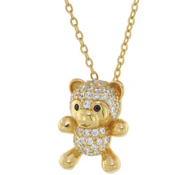 trendor 75854 Damen-Halskette Anhänger Teddy-Bär Gold auf Silber Zirkonias