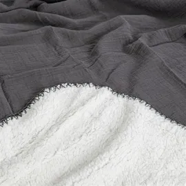 kamelshopping Musselin Decke Kuscheldecke 130 x 180 cm Grau/Schwarz