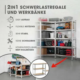 EasyMaxx Eckregal Stahl 180x90x40 cm silber/grau