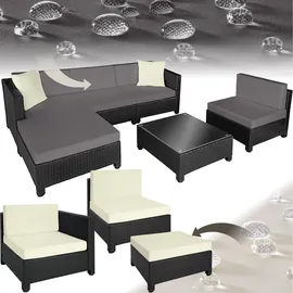 Tectake Aluminium Rattan Lounge schwarz