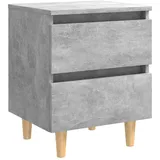 vidaXL Nachtschrank mit Kiefernholz-Beinen 40 x 35 x 50 cm Betongrau