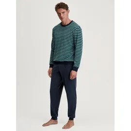 CALIDA Schlafanzug Relax Terry (2 tlg) mit klassischem Rundhalsauschnitt blau XL (56)