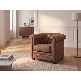 vente-unique Sessel CHESTERFIELD Mikrofaser 82 x 72 x 78 cm Braun