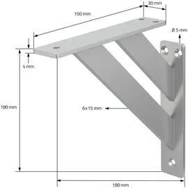 ML-Design 4 Stück Regalhalterung 180x180 mm, Silber, Aluminium, Schwebende Regalhalterungen, Regalwinkel, Regalbodenträger Regalträger Regal-Konsole