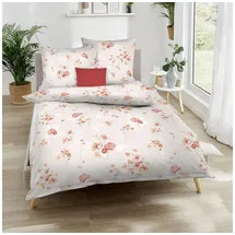 KAEPPEL Interlock Jersey Bettwäsche Delicate Poppies rot 135x200 cm + 80x80 cm - beige;rot