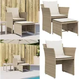 Vidaxl - Gartenstuhl mit Fußhocker Beige Poly Rattan - Gartenstuhl - Outdoor Möbel - Rattan Gartenmöbel - Lounge Chair - Esszimmer Stühle - Home &