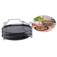 Hi Haushalt International Pizzablech Antihaft 3 Backformen mit Pizzahalter