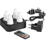 Duni LED Set wiederaufladbar mehrfarbiges Licht 4er 70 x Ø Weiß,