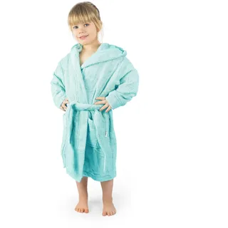 Ehrenkind® Bademantel Kinder mit Kapuze 100% Bio-Baumwolle | Kinderbademantel | Junge Mädchen | Größe 134/140 Poolblau - 134-140