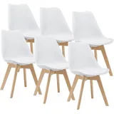 [en.casa] Esszimmerstuhl-Set, Weiß, Leder, 49x81x57 cm, Esszimmer, Stühle, Esszimmerstühle, Vierfußstühle