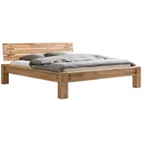 Hasena Balkenbett, Braun, Eiche, Holz, Eiche, massiv, Höhe ca. 22 cm, 160x200 cm, in verschiedenen Größen erhältlich, Schlafzimmer, Betten, Doppelbetten