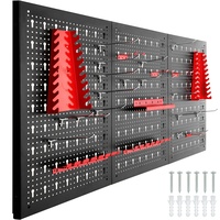 Tectake tectake® Werkzeuglochwand, dreiteilig, aus Stahl, einfache Montage, 120 x 3 x 60 cm