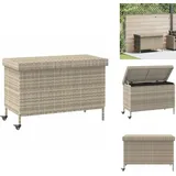 Gartentruhe mit Rollen Hellgrau 110x55x73 cm Poly Rattan - Gartentruhe - Gartentruhen - Garten Auflagenbox - Auflagenbox
