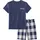 Buffalo Pyjama Kurz blau/beige kariert 158/164