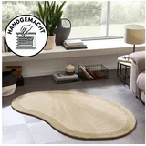 THEKO Wollteppich Gabbeh Super, Handweb, auch als Läufer erhältlich, reine Wolle, oval, Höhe: 9 mm, Schlafzimmer, Wohnzimmer, Esszimmer, auch als Bettumrandung beige oval | 100 cm x 150 cm x 9 mm