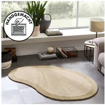 THEKO Wollteppich Gabbeh Super, Handweb, auch als Läufer erhältlich, reine Wolle, oval, Höhe: 9 mm, Schlafzimmer, Wohnzimmer, Esszimmer, auch als Bettumrandung beige oval | 100 cm x 150 cm x 9 mm