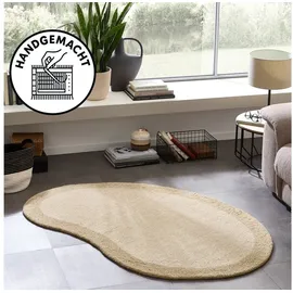 THEKO Wollteppich Gabbeh Super, Handweb, auch als Läufer erhältlich, reine Wolle, oval, Höhe: 9 mm, Schlafzimmer, Wohnzimmer, Esszimmer, auch als Bettumrandung beige oval | 100 cm x 150 cm x 9 mm