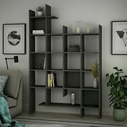 Dmora Bücherregal Dguidett, Büroregal, Mobiler Buchhalter, Bücherbrett, 122x26h188 cm, Anthrazit