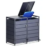 Mülltonnenbox mit Pedal 2 Mülltonnen PedBox Anthrazit Alu verzinkt 145 x 116 cm - Grau