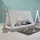 Homestyle4u Kinderbett Tipi 90 x 200 cm Kiefer grau