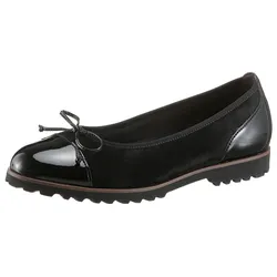 Ballerina GABOR, Damen, Gr. 35, schwarz, Lacklederimitat, Ziegenveloursleder, unifarben, klassisch, Schuhe, Flats, Chunky Slipper mit komfortablem Gummieinfass