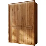 Home affaire Kleiderschrank Ambroise, aus Wildeiche, inkl. Passepartout Massivholz-Kleiderschrank, im 50 cm Raster planbar braun 157 cm x 226 cm x 62 cm