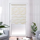 K-HOME Doppelrollo Madrid 60 x 200 cm Wellen Beige/Weiß