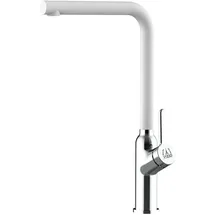 VIZIO Wasserhahn Küchenarmatur BOD mit 360° Schwenkbarem L Auslauf Verchromt Weiß Granit