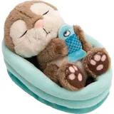 NICI Kuscheltier Otter mit Fisch 12 cm schlafend im Körbchen NICI GREEN
