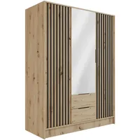 Altdecor Kleiderschrank, Eiche Artisan, Eiche Artisan, Schwarz, Holzwerkstoff, 150x200x51