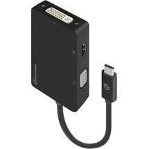 Alogic 3-in-1 USB-C zu HDMI DVI VGA Adapter Schwarz