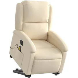vidaXL Massagesessel Elektrisch Polyester 86,5 x 99,5 x 0 cm Creme mit Aufstehhilfe