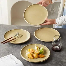JIWOO Speiseteller Ø 21 cm braun 4er Set