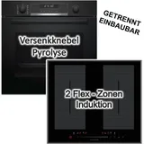Bosch Herdset Bosch Backofen Pyrolyse + Wolkenstein Induktionskochfeld Flexzonen autark 60 cm