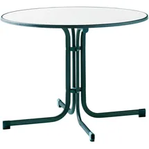 Sieger Boulevard-Klapptisch mit mecalit-Pro-Platte Ø 100 x 72 cm smaragdgrün/marmordekor weiß
