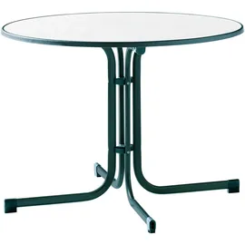 Sieger Boulevard-Klapptisch mit mecalit-Pro-Platte Ø 100 x 72 cm smaragdgrün/marmordekor weiß
