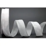 Dekoband OLIVER Weiss (101) 20 m x 25 mm (Rolle)Stoffband mit Drahtkanten leicht glänzend Leinen Optik Taftband grob gewebt Geschenkband Schleifenband elegant Dekoration Weihnachten Advent Premium