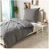 Traumschlaf Basic Uni Bettwäsche Chambray Kissenbezug einzeln 80x80 cm | anthrazit, - grau