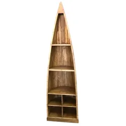 OPIUM OUTLET Möbel Kommode Schrank Regal Eckregal "Bootsregal" braun Bootsform asiatisch orientalisch