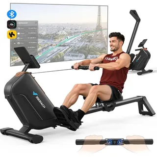 Merach magnetisches Rudergerät – leise, 16 Stufen, LCD-Display - Bluetooth-App, verstellbare Tablet-Halter, 160 kg