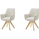 Esszimmerstuhl MUSTERRING "Tiama", beige (wildeiche, cream), B:63cm H:91cm T:65cm, Massivholz, Stühle, Esszimmerstuhl, Stativgestell Eiche massiv, 180 drehbar, Stoff Cord oder Bouclé