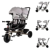 Chipolino Zwillingsdreirad Hip Hop, zwei Kinder, bis 40 kg, Sitze 360° drehbar hellbraun