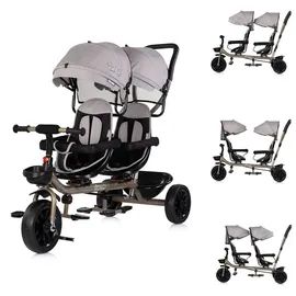 Chipolino Zwillingsdreirad Hip Hop, zwei Kinder, bis 40 kg, Sitze 360° drehbar hellbraun