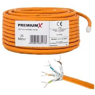 Premium X PremiumX 25m CAT 7 Netzwerkkabel Simplex Ethernet Datenkabel S/FTP PiMF PoE Eca Cat7 Verlegekabel Installationskabel Cat.7