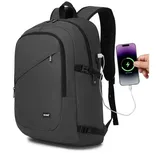 KONO Notebook-Rucksack Wasserdichter Laptop-Rucksack mit USB-Ladeport & Rollkoffer-Funktion grau