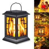 SUNJULY Solar Laterne für Draußen, 1 Stück Solarlampen für Außen Garten, LED Solarleuchten With Flackernde Flammen-Effekt/Warmes Licht, IP65 Wasserdicht für Terrasse Rasen Garten Hofwege Dekorative